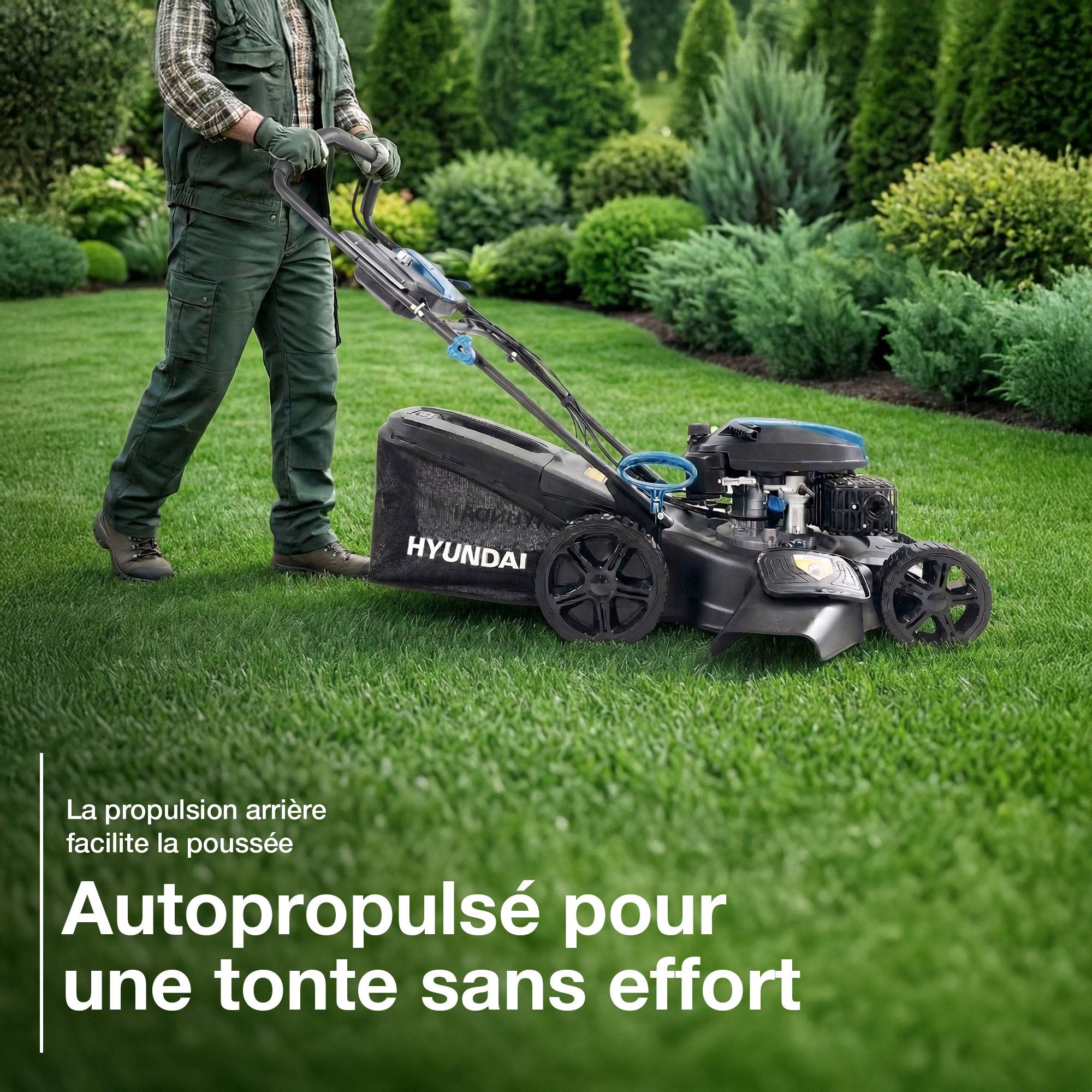 Tondeuse à Gazon Thermique Autotractée 51 cm 196 cm3 Démarrage Élec 70L HYM20200SPEX-EU Hyundai - Image 9