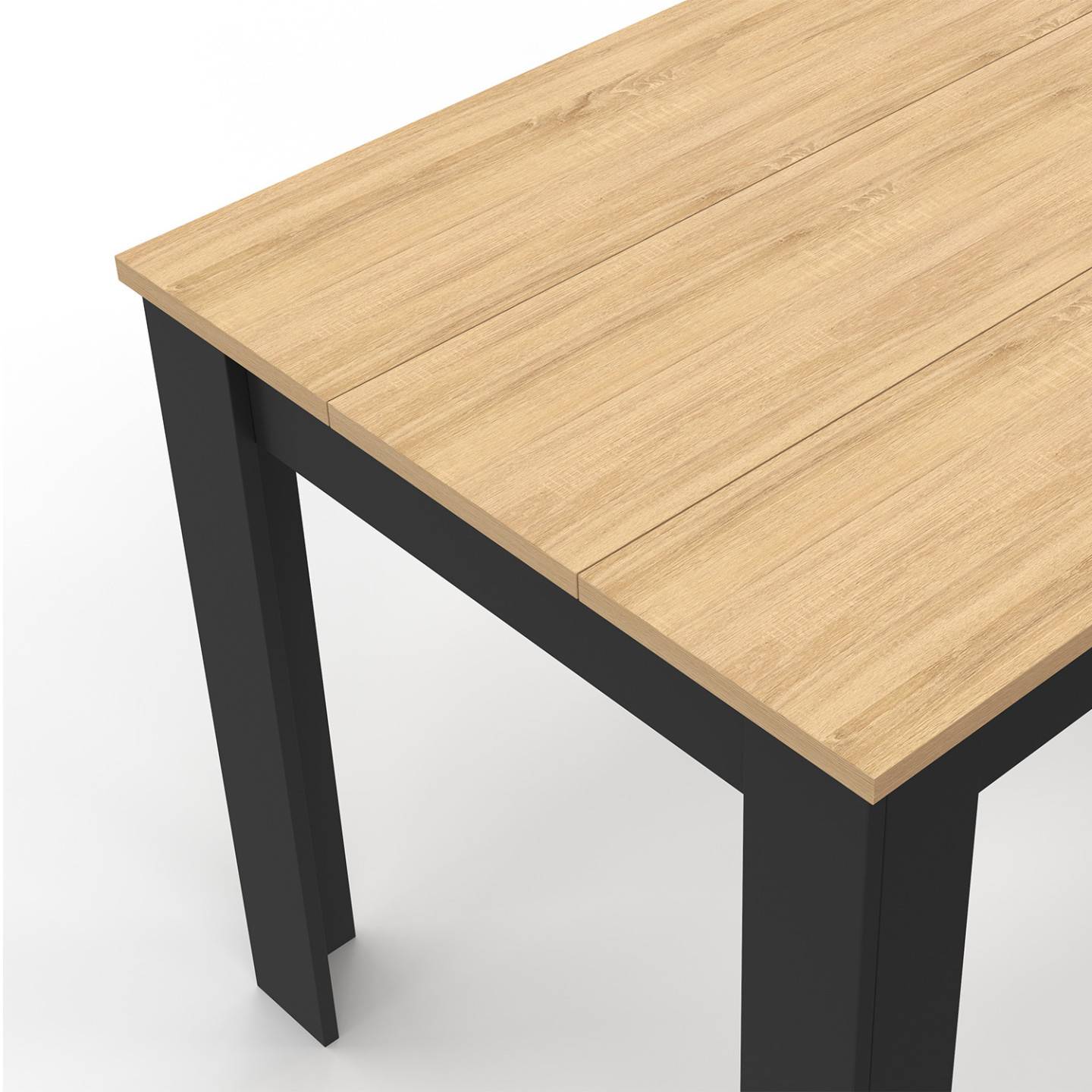 Table à manger rectangle ROZY 4 personnes noire plateau façon hêtre 110 cm - Image 6