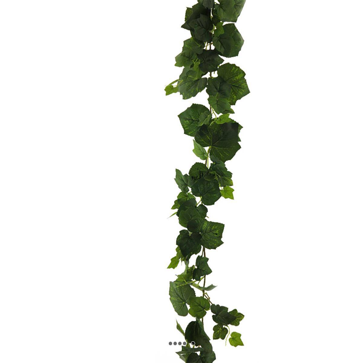 Artificielles - Guirlande de vigne artificielle L 195 cm 120 feuilles en tissu enduit vert - Image 1