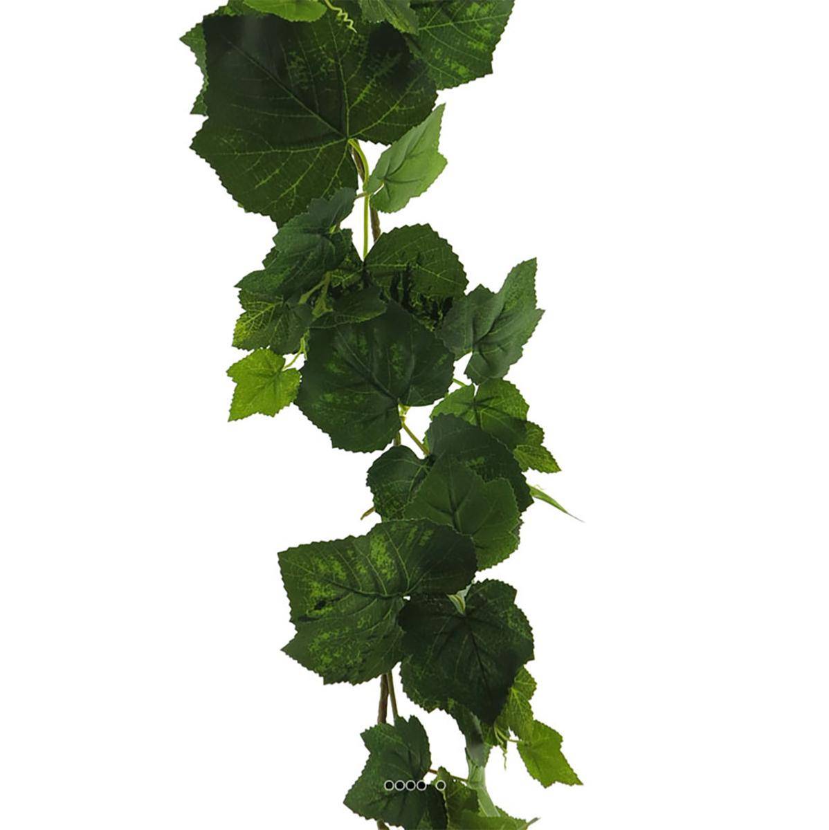 Artificielles - Guirlande de vigne artificielle L 195 cm 120 feuilles en tissu enduit vert - Image 3