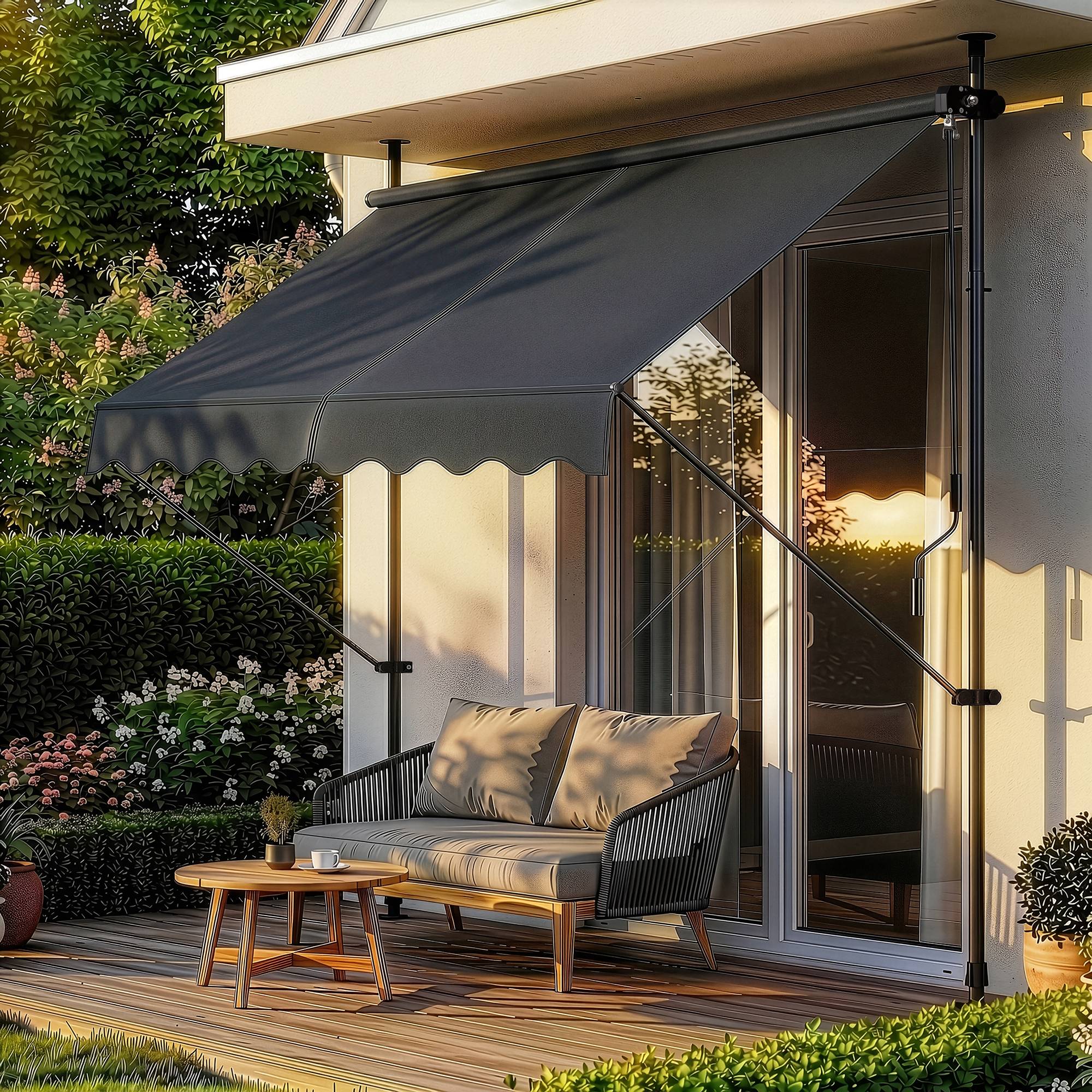 Pro.Tec - Store Banne Téléscopique Acier Polyester 250 x 120 x 220-309 cm Noir [pro.tec] - Image 6