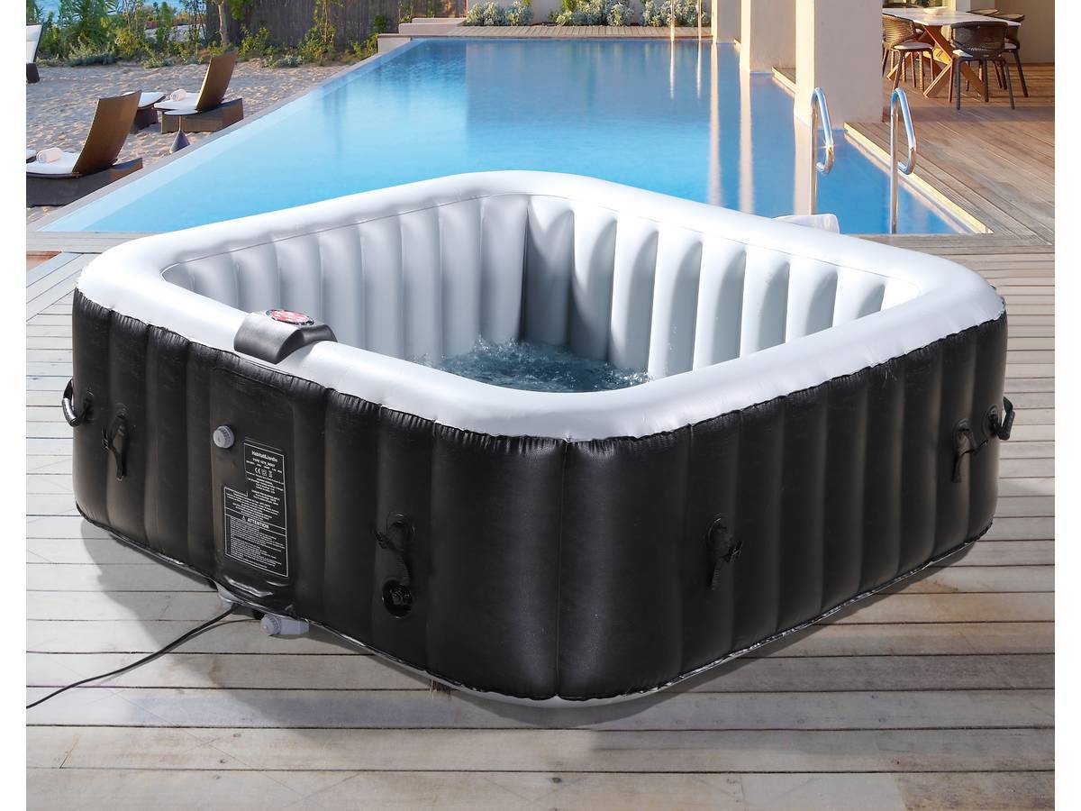 Spa Gonflable Nice En Pvc - 6 Places - Gris/noir -habitat Et Jardin - Image 1