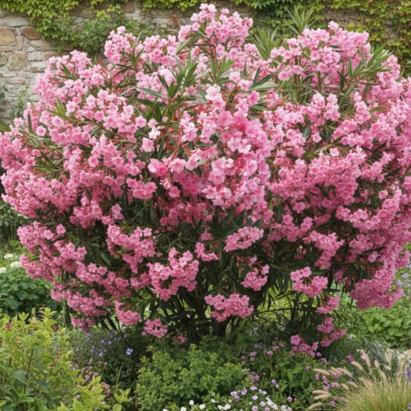 Laurier rose à fleurs Rose - feuillage Semi-Persistant - Pot de 10L - 80/120 cm-  hauteur à maturité De 1,50 m à 2,00 m - Image 3