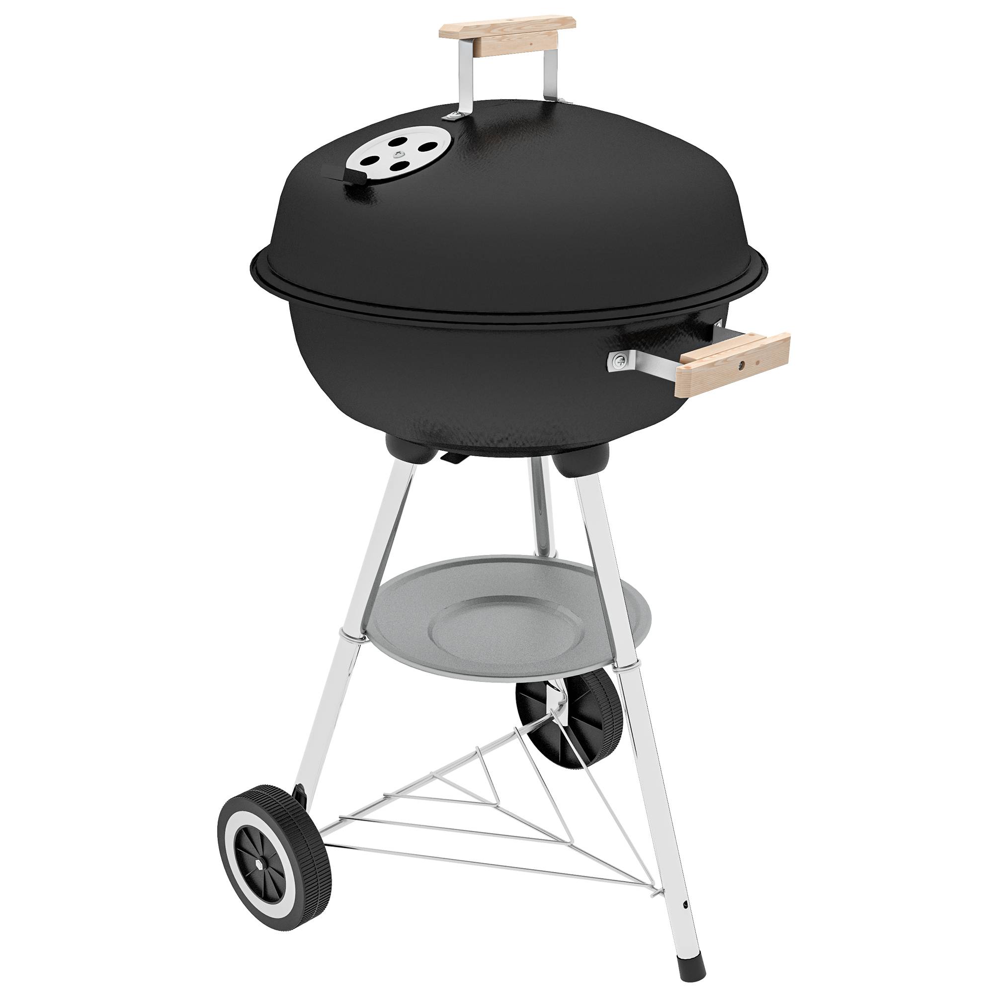 Barbecue rond charbon métal pour terrasse contrôle chaleur mobile noir 94 cm - ComfortXL Outdoor Living - Image 2