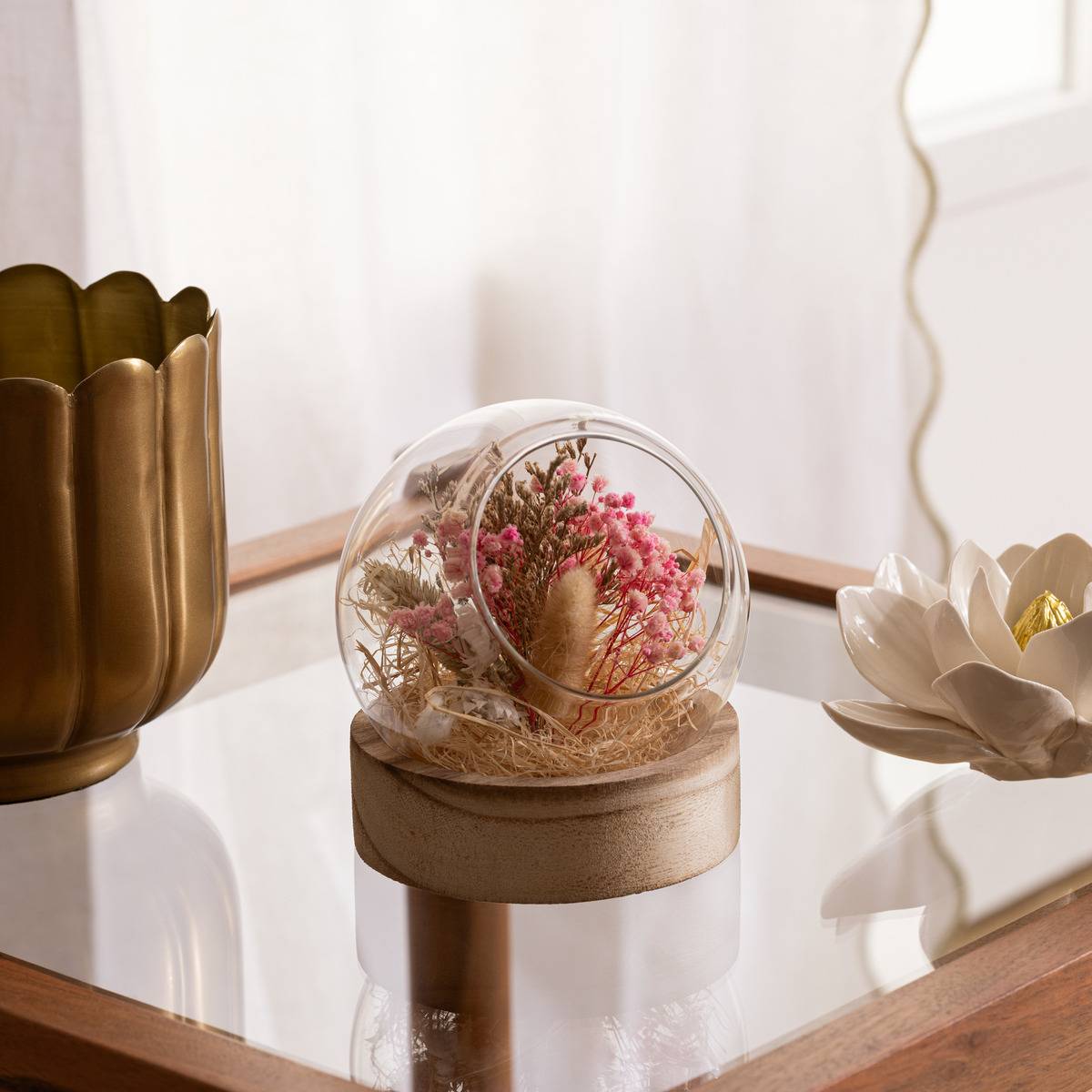Atmosphera - Composition boule fleurs séchées D12cm pria - Atmosphera Créateur d'intérieur - Image 1