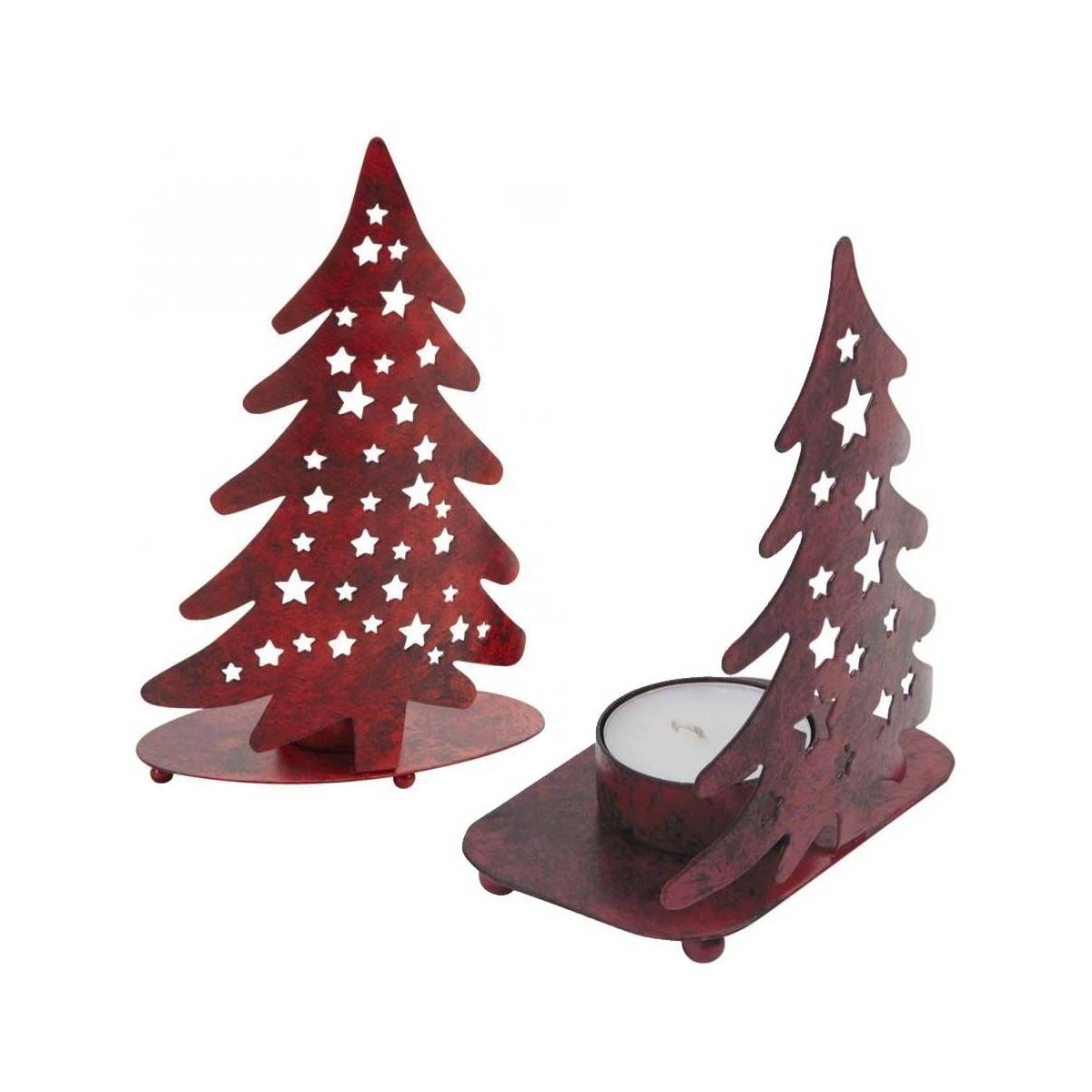 Aubry Gaspard - Photophore sapin de Noël en métal (Lot de 2) - Image 1