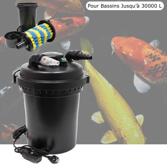 Filtre Bassin De Jardin Sous Pression, UV 18W, Bassins Jusqu'à 30000 Litres