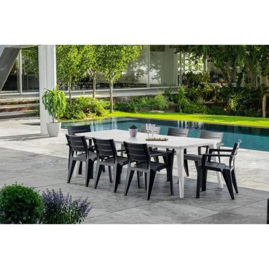 Table de jardin - rectangulaire - blanc - en résine - 8 a 10 personnes - Lima -Allibert by KETER - Image 2