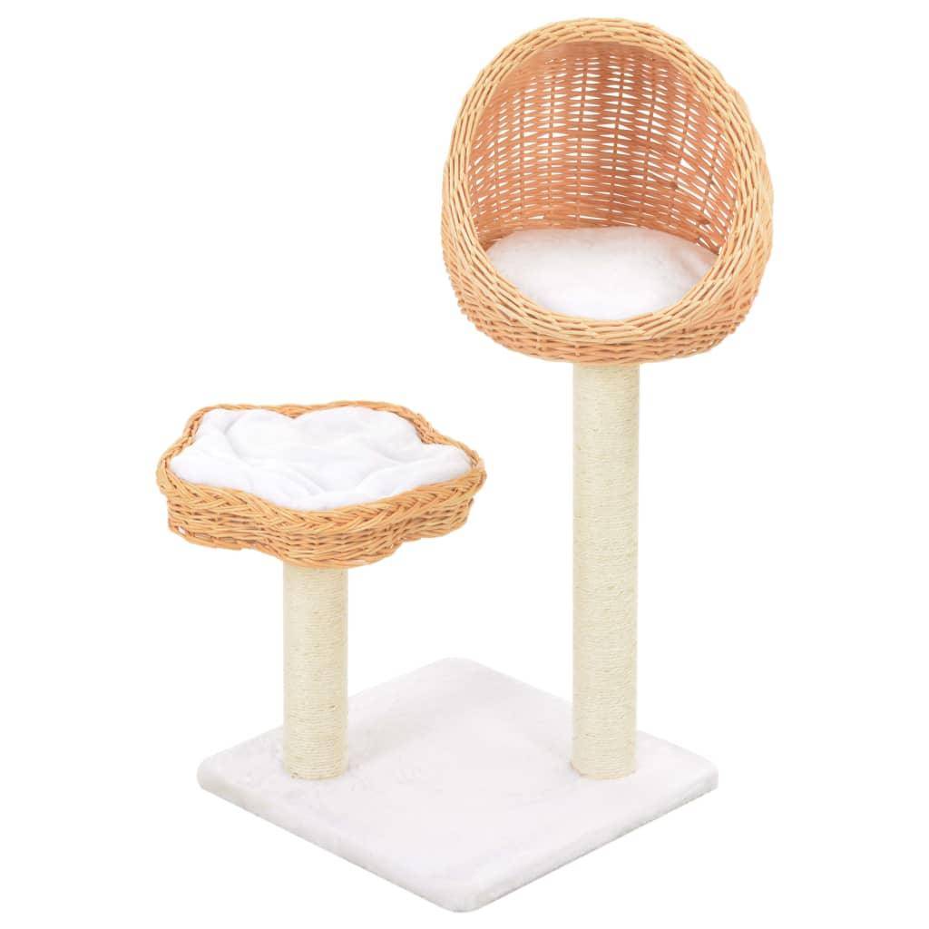 Helloshop26 - Arbre à chat griffoir grattoir niche jouet animaux peluché en sisal naturel bois de saule - Image 1