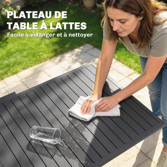 Table de jardin extensible aluminium gris 270 x 90 x 75 cm - PANGIVO - Image 8