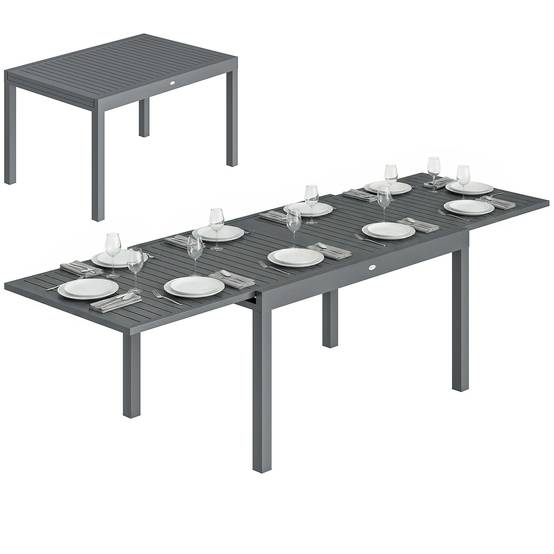 Table de jardin extensible aluminium gris 270 x 90 x 75 cm - PANGIVO - Image 1