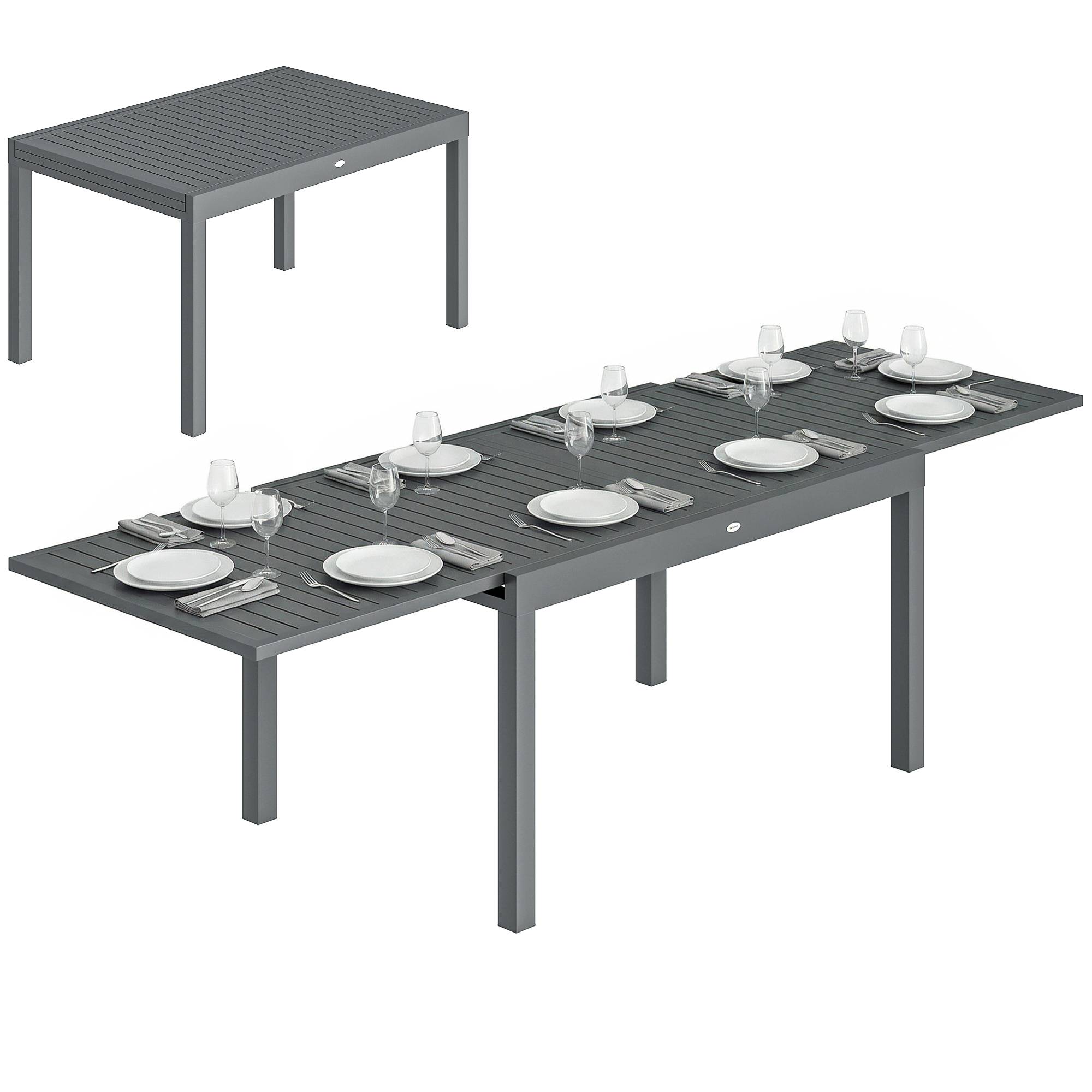 Table de jardin extensible aluminium gris 270 x 90 x 75 cm - PANGIVO - Image 1