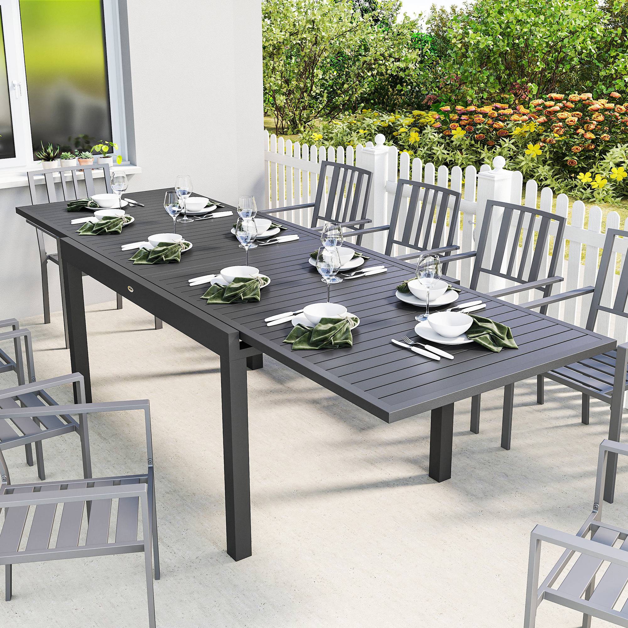 Table de jardin extensible aluminium gris 270 x 90 x 75 cm - PANGIVO - Image 3