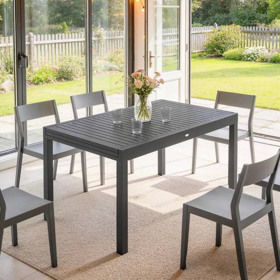 Table de jardin extensible aluminium gris 270 x 90 x 75 cm - PANGIVO - Image 10