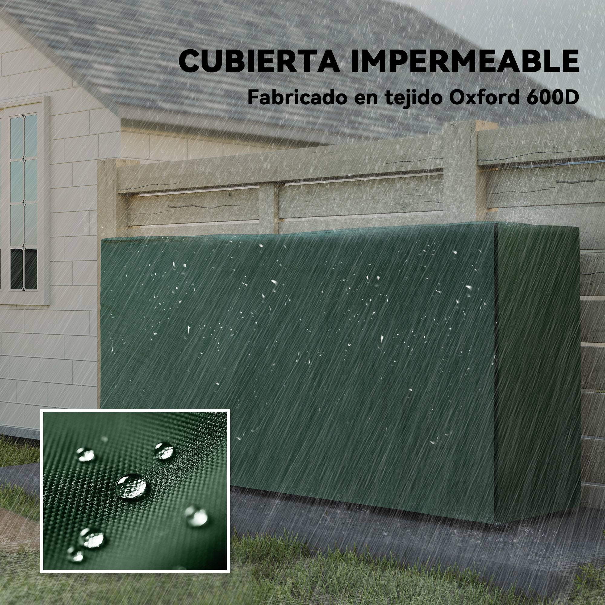 Range‑bûches avec couvercle et étagère, charge 200 kg, 200x36x99 cm, vert foncé‑noir - Image 6