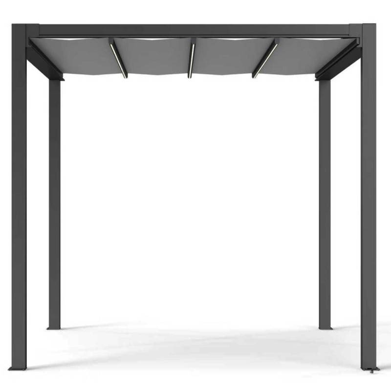 Pergola autoportante aluminium 3x3m toile rétractable motorisée anthracite X-Metal - Image 4