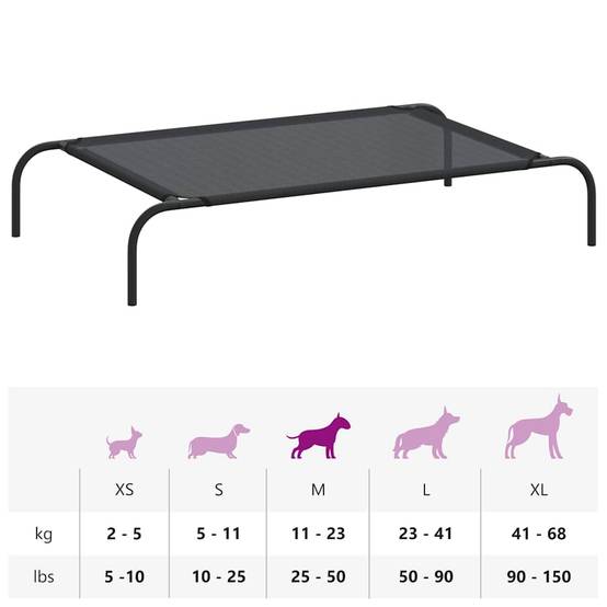 PANGIVO - Lit surélevé pour chien acier et textilène noir 110 x 65 x 20 cm - PANGIVO - Image 9