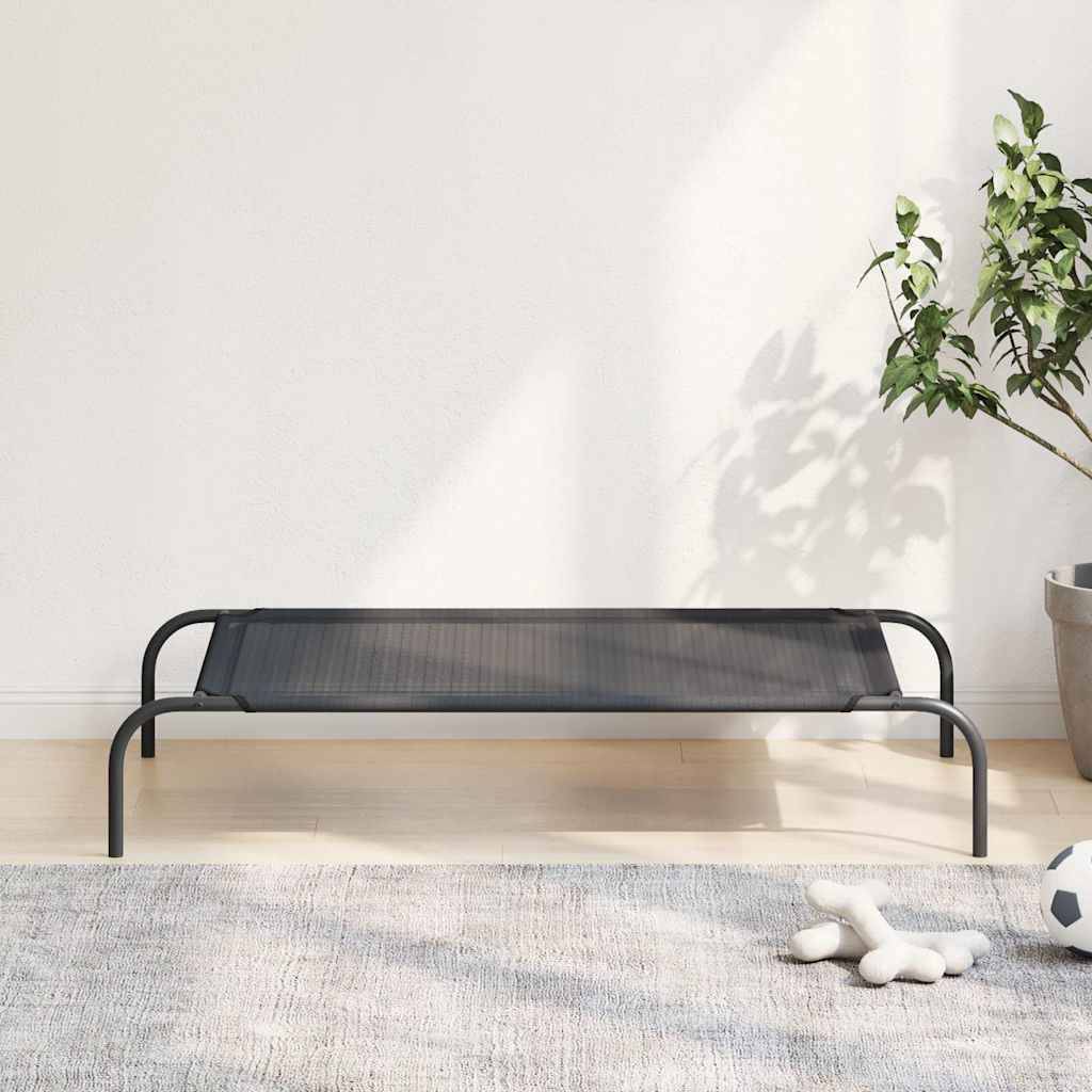 PANGIVO - Lit surélevé pour chien acier et textilène noir 110 x 65 x 20 cm - PANGIVO - Image 1