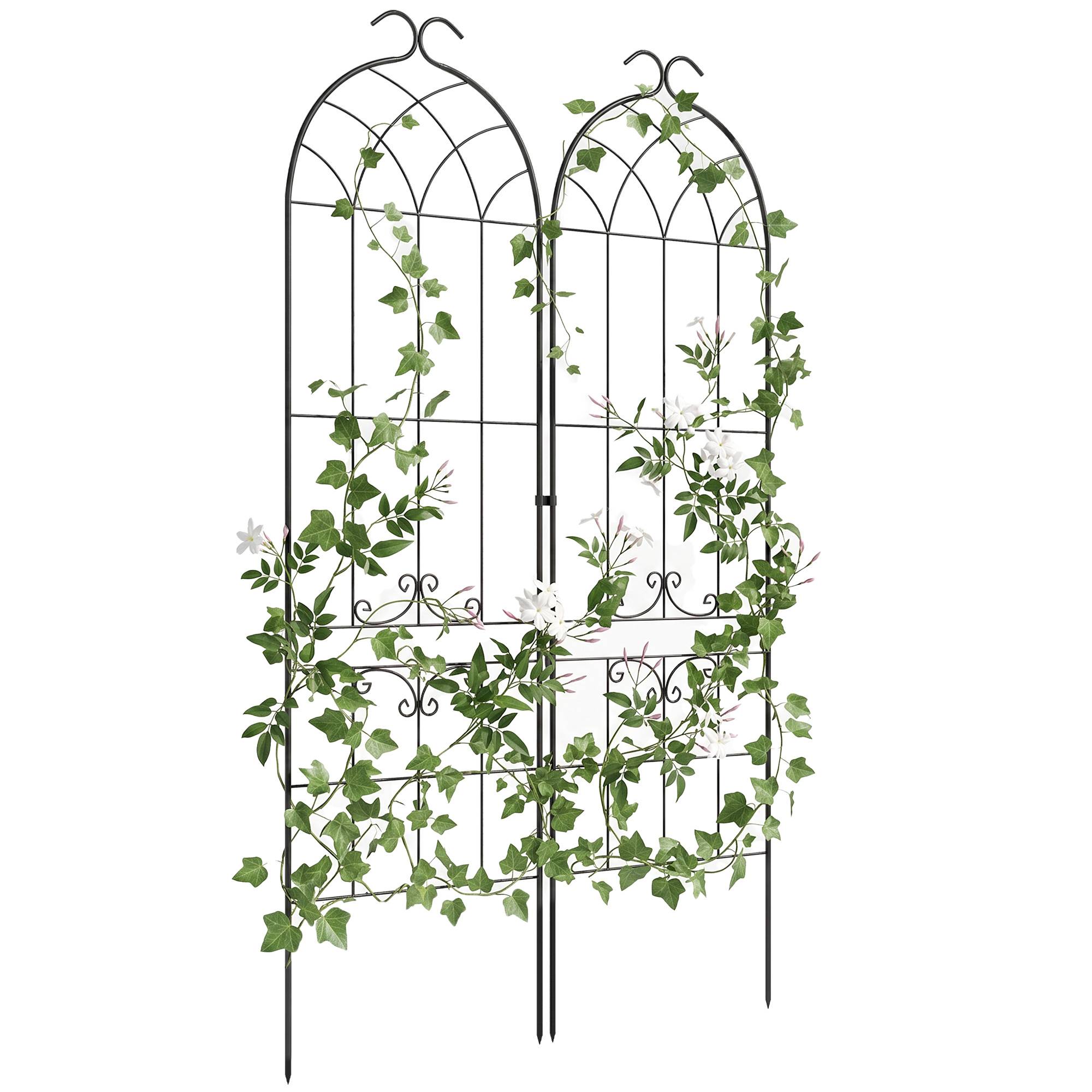 Sans Marque - Lot 2 treillis jardin support plantes grimpantes métal 50x181 cm noir - Image 1