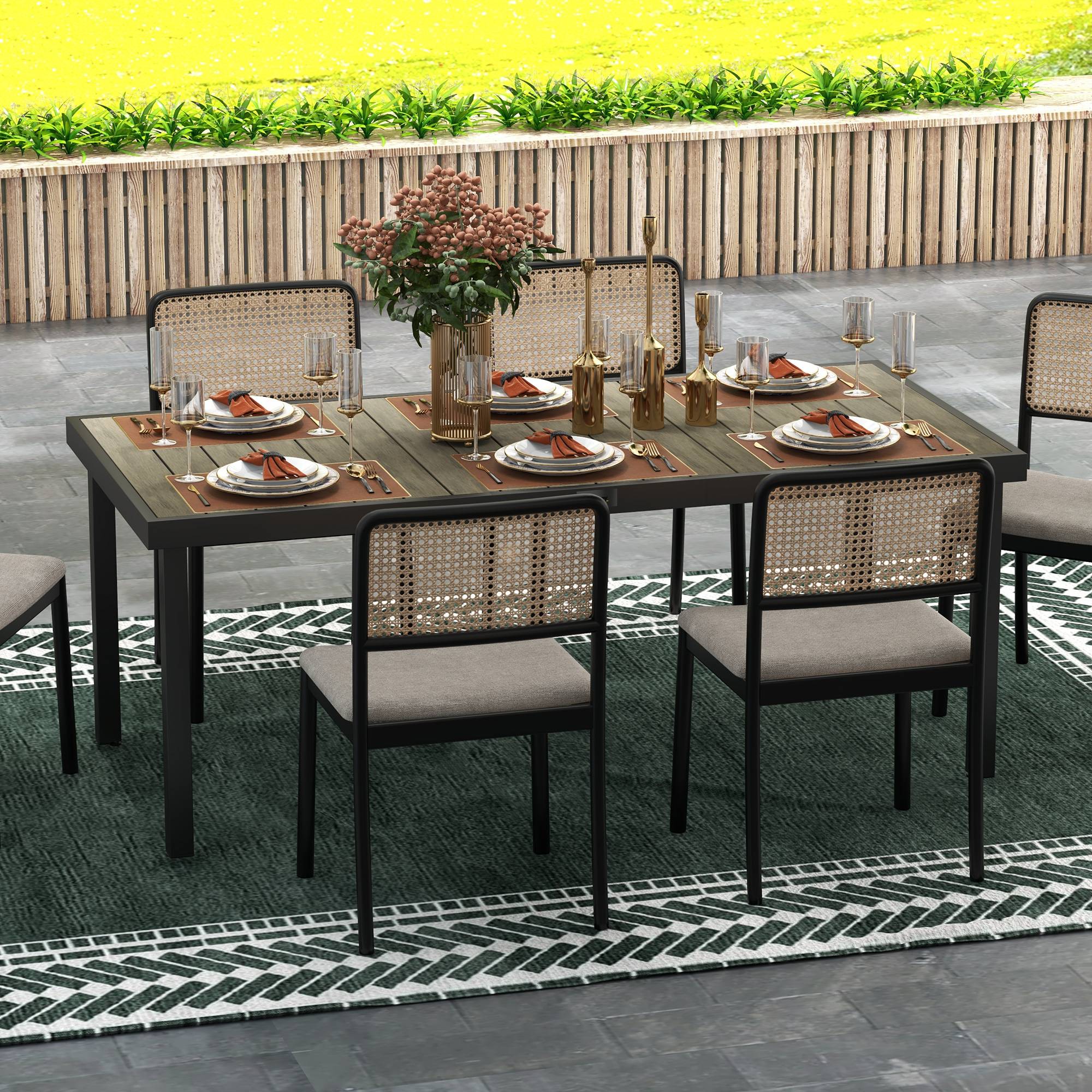 Table de repas extérieure aluminium gris 190 x 90 x 74 cm - PANGIVO - Image 3