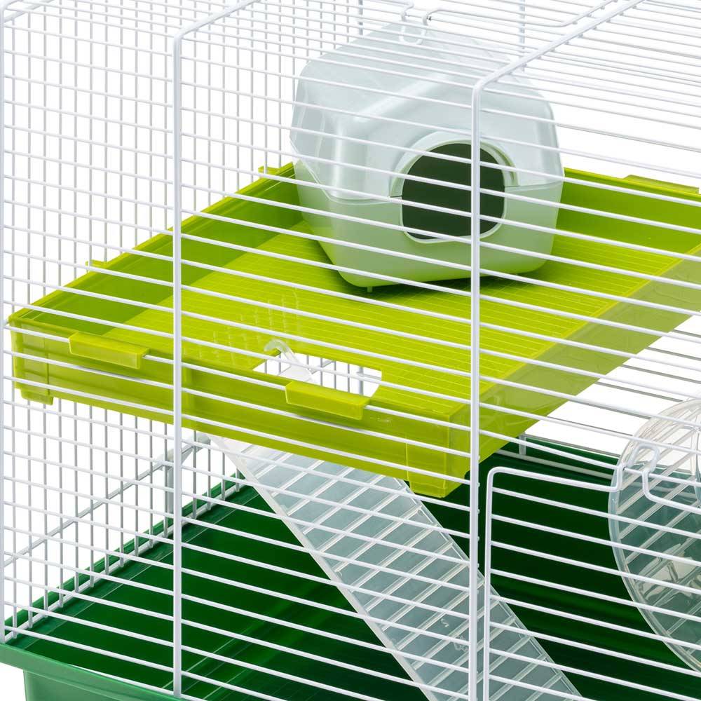Ferplast - FERPLAST HAMSTER DUO Cage pour rongeurs pour Hamsters, en Métal, Accessoires inclus : Mangeoire, Abreuvoir, Maison, Roue, Étagère, Échelle. - Image 5
