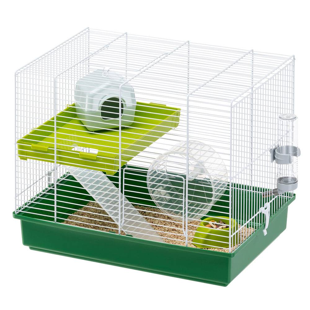 Ferplast - FERPLAST HAMSTER DUO Cage pour rongeurs pour Hamsters, en Métal, Accessoires inclus : Mangeoire, Abreuvoir, Maison, Roue, Étagère, Échelle. - Image 1