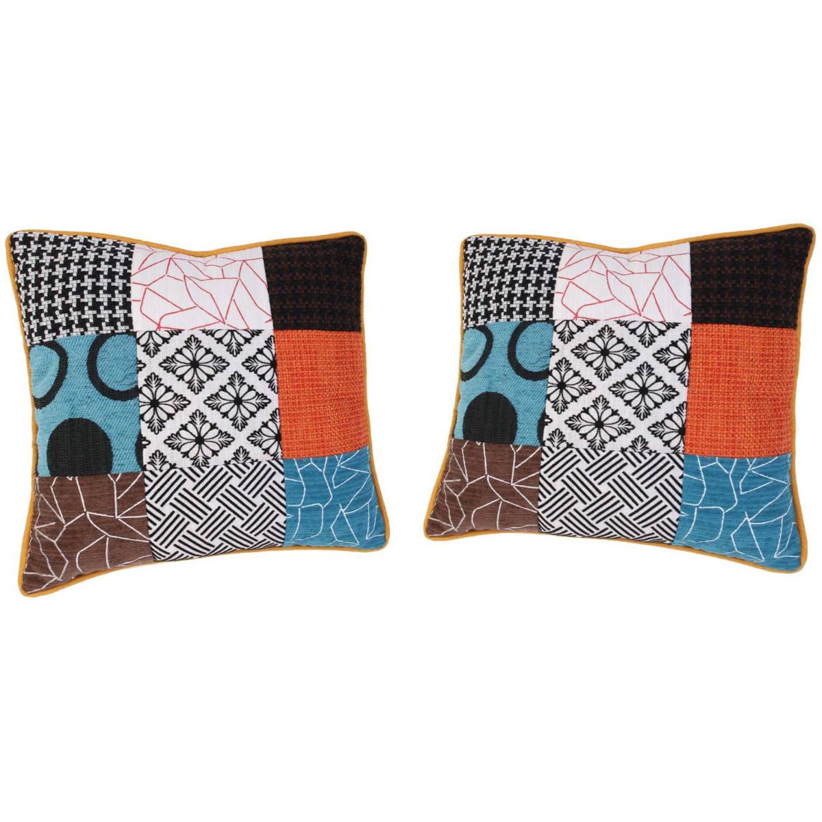 The Home Deco Factory - Coussin patchwork en tissu déhoussable 40x40 cm (Lot de 2) - Image 1