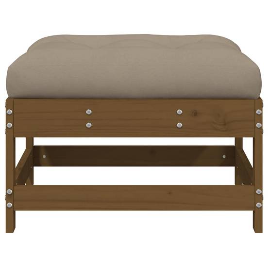Repose-pied de jardin | Tabouret de jardin | Pouf et coussin marron miel bois de pin massif Maison Chic - Image 3