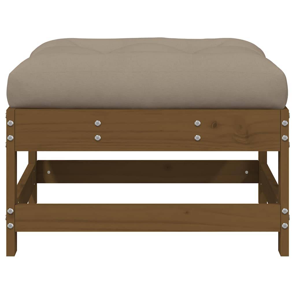 Repose-pied de jardin | Tabouret de jardin | Pouf et coussin marron miel bois de pin massif Maison Chic - Image 3