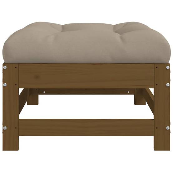 Repose-pied de jardin | Tabouret de jardin | Pouf et coussin marron miel bois de pin massif Maison Chic - Image 5