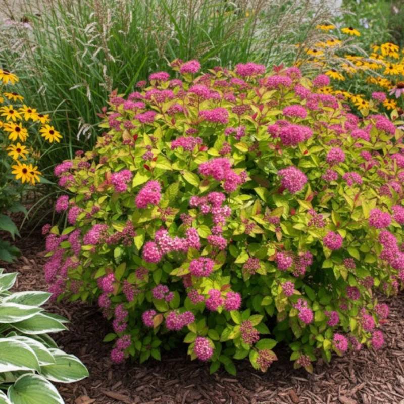 Spirée du Japon Goldflame, Spiraea à fleurs Rose - feuillage Caduc - Pot de 3L - 20/40 cm-  hauteur à maturité De 0,50 m à 1,00 m - Image 3