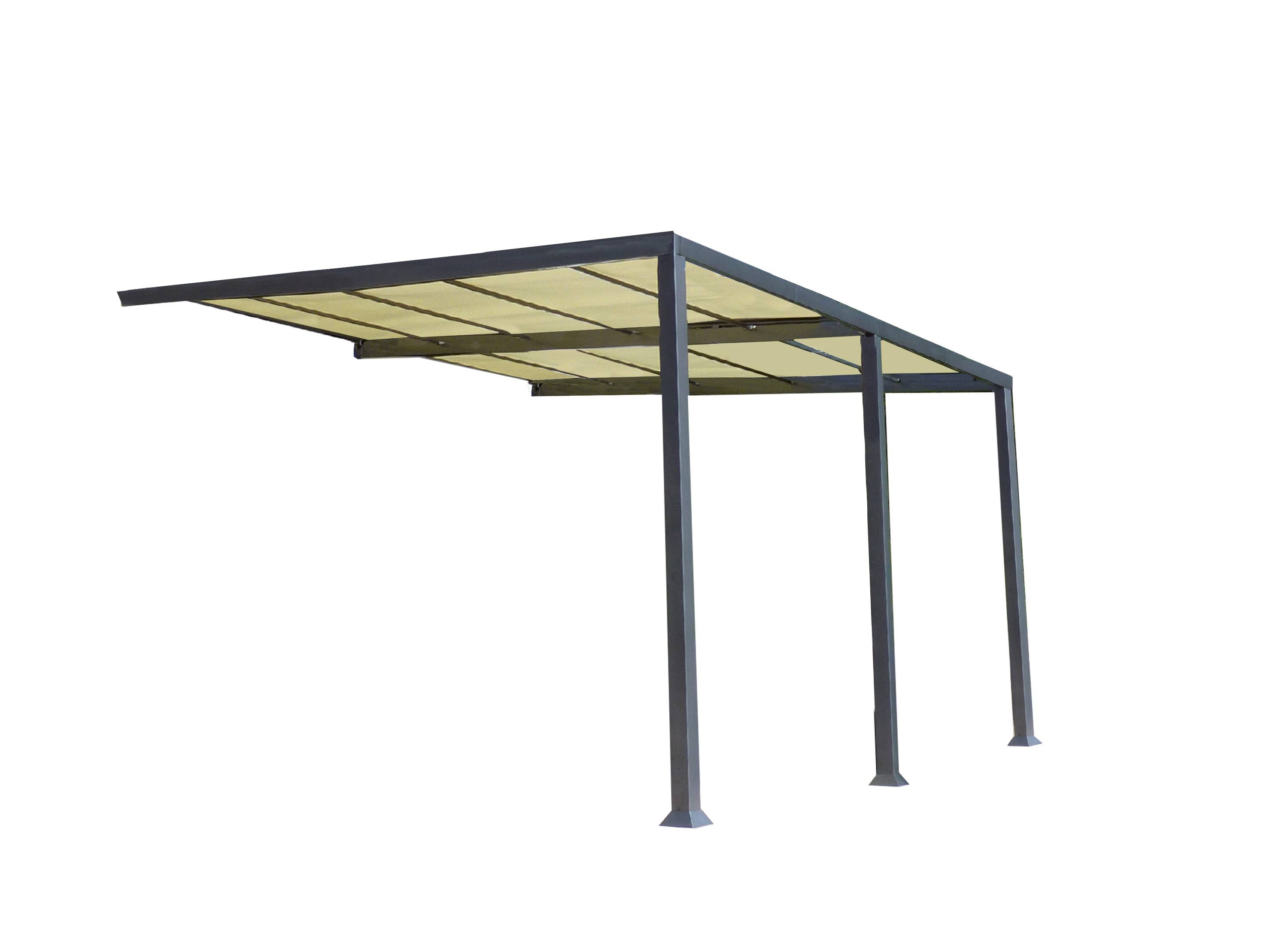 Couleurs du monde - Philadelphia - Pergola adossée en aluminium 3,5x4m avec toile d'ombrage 350gr/m² - Couleurs du Monde - Image 2