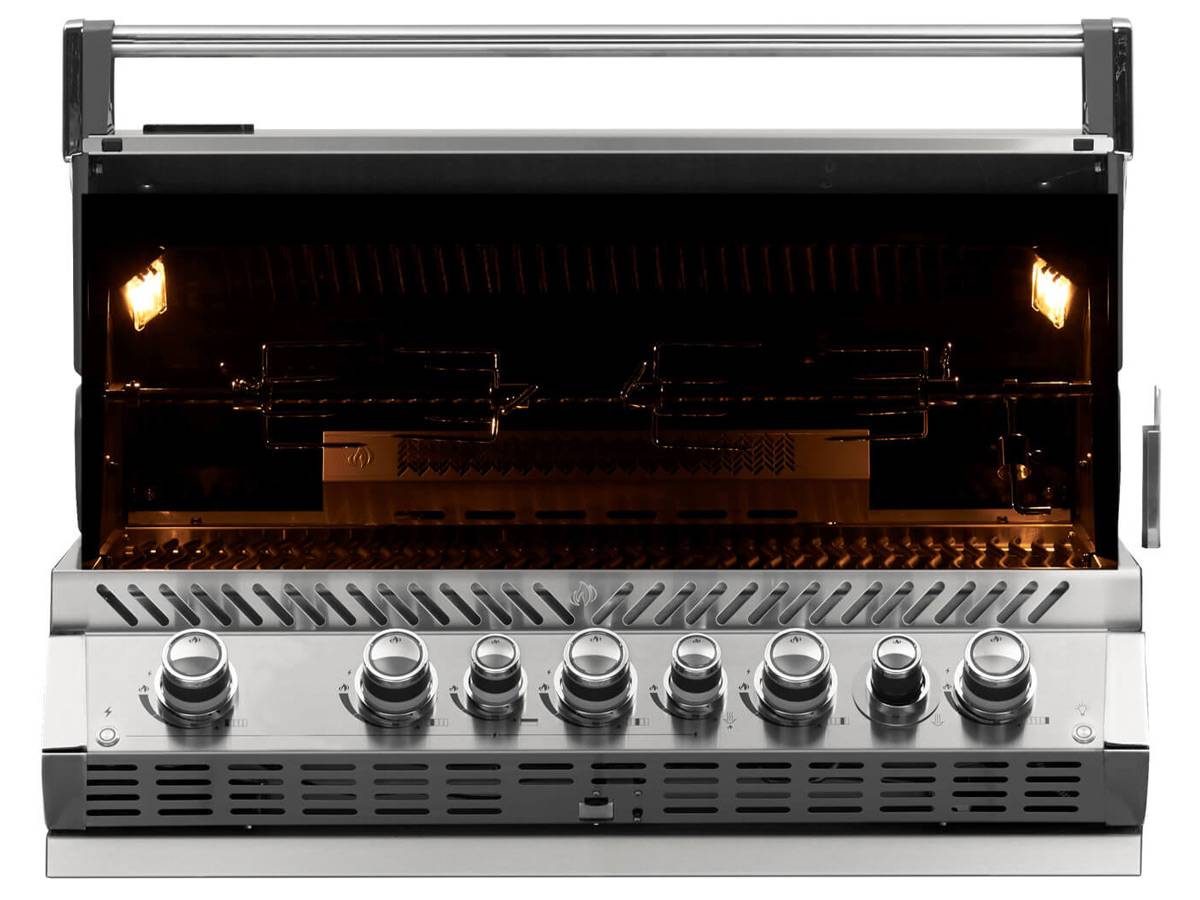 Napoleon - Barbecue gaz encastrable Prestige Pro 665 inox 5 brûleurs + Plateau charbon + Brosse brûleur - Napoléon - Image 4