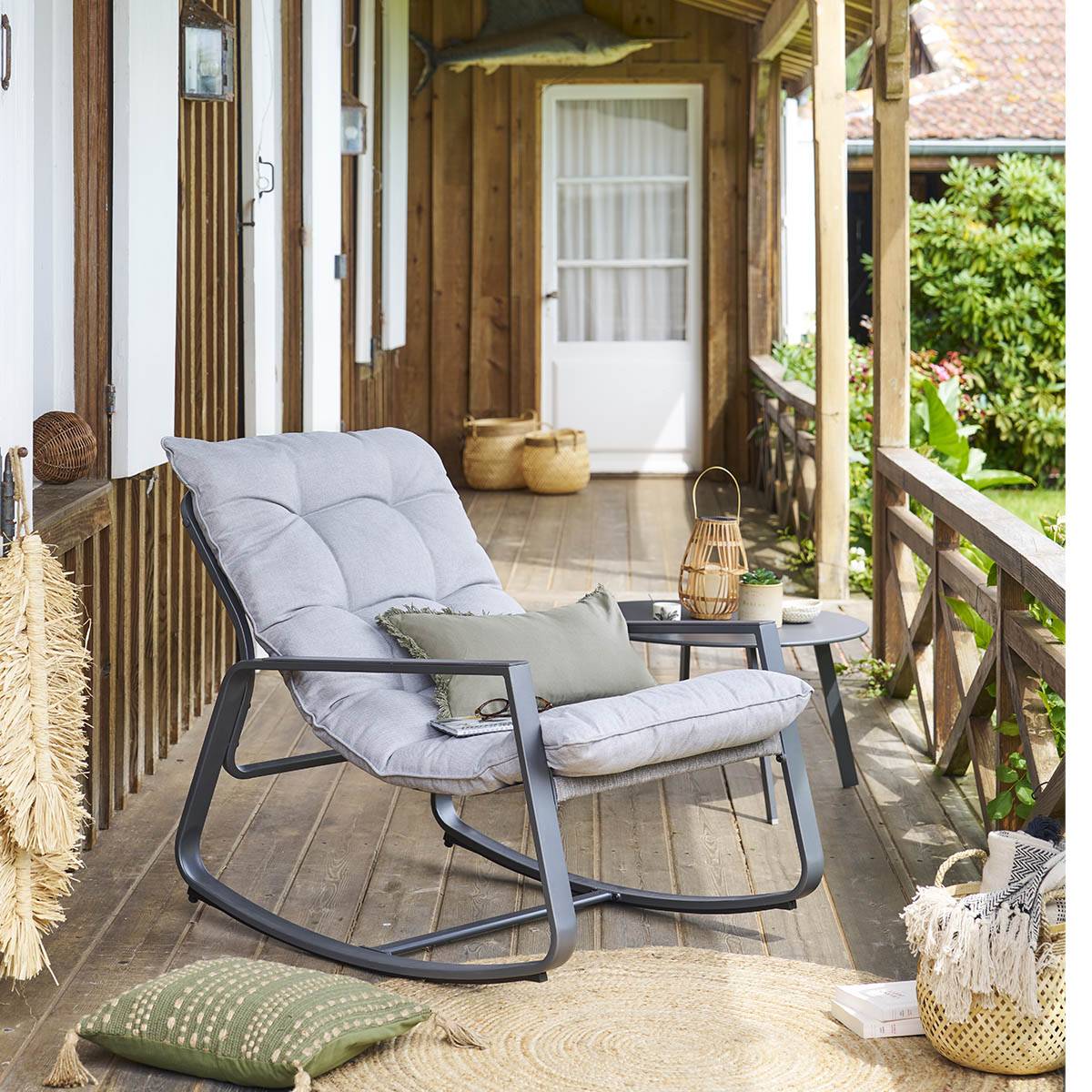 Hesperide - Fauteuil à bascule de jardin "Felinio" gris Hespéride - Image 1