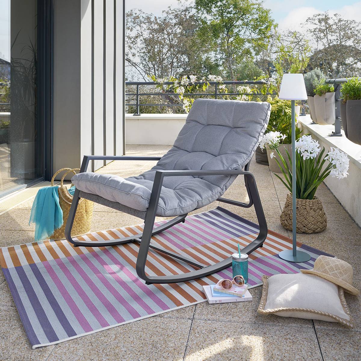 Hesperide - Fauteuil à bascule de jardin "Felinio" gris Hespéride - Image 3
