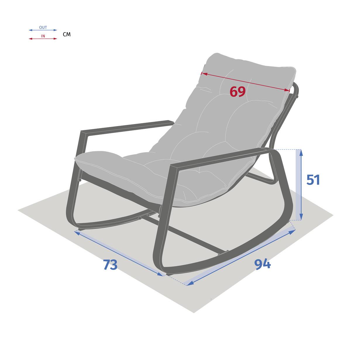 Hesperide - Fauteuil à bascule de jardin "Felinio" gris Hespéride - Image 6