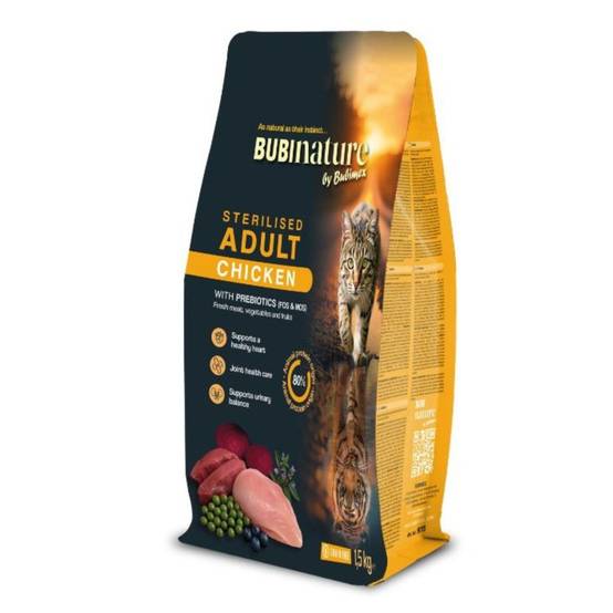 Bubimex - Croquettes chat stérilisé sans céréales au poulet Bubi Nature - 1,5 kg