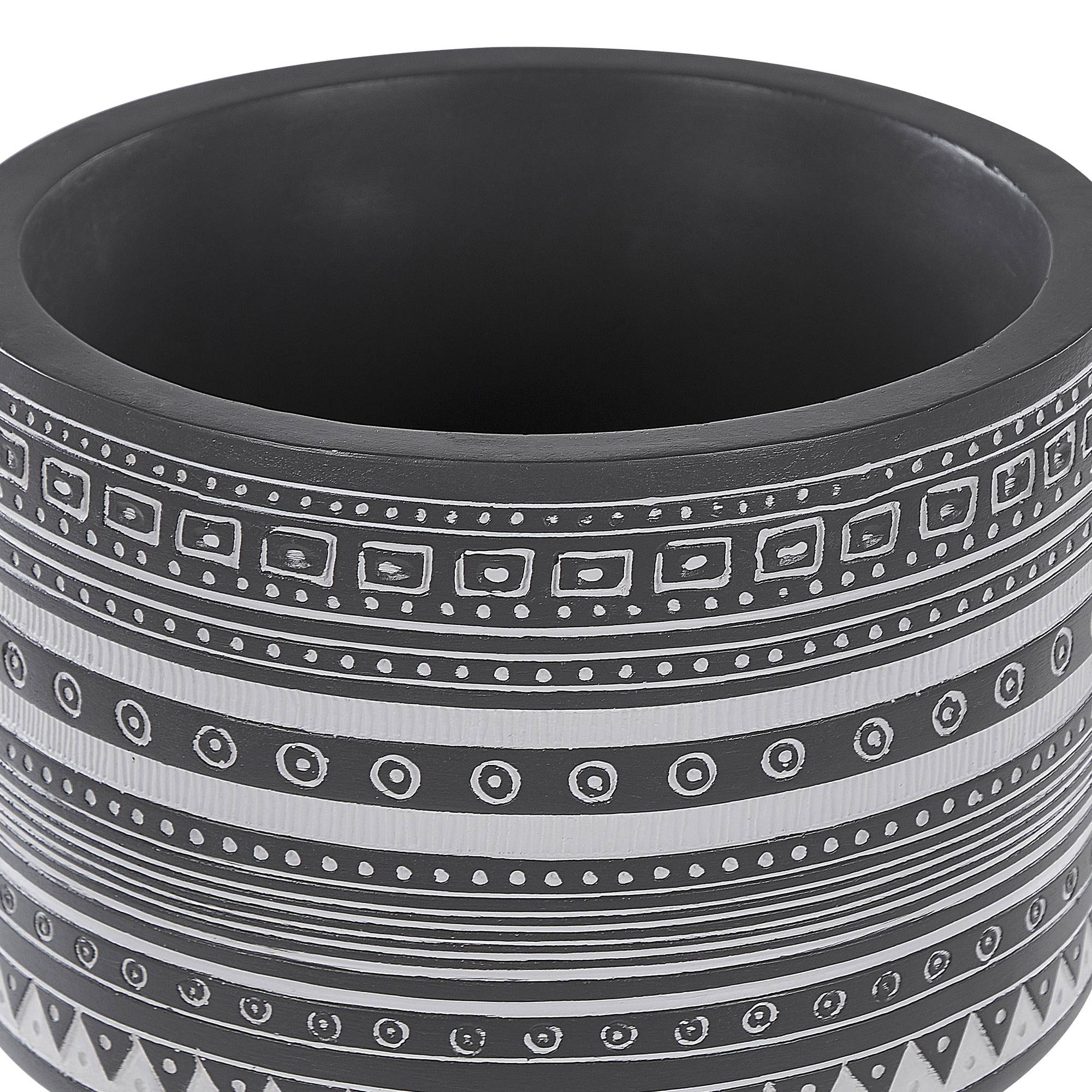 Beliani - Cache-Pot Support Plantes Gris avec 3 Pieds en Bois 21 cm de Diamètre Motif Ethnique Peint à la Main pour Extérieur et Intérieur Beliani - Image 4