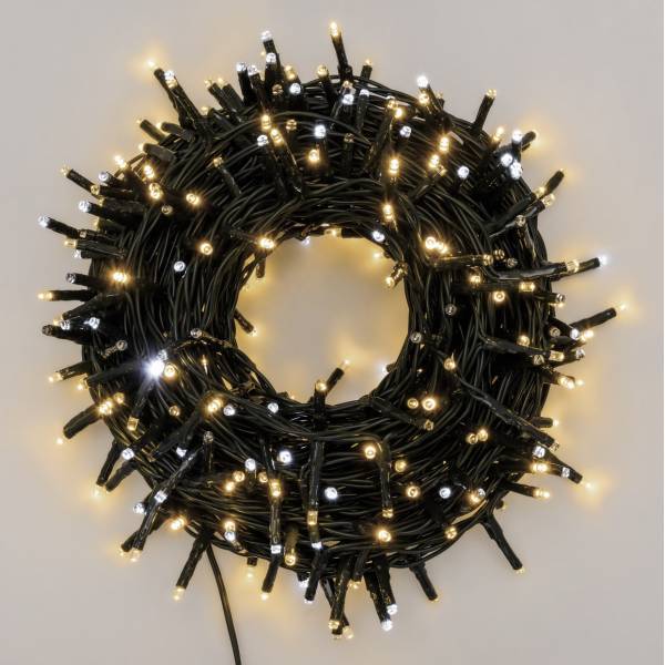 Lotti - Guirlande lumineuse 18m 300 MiniLED blanc chaud et froid multiflash lent et rapide câble vert Lotti - Image 1