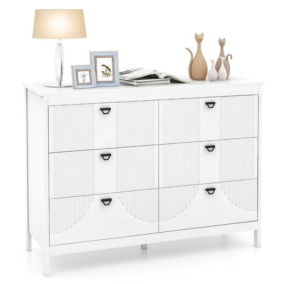 Commode 6 Tiroirs, Commode Blanche Bois pour Chambre, Meuble de Rangement Chambre avec Kit Anti-basculement, Chiffonnier Rangement Chambre - Image 1
