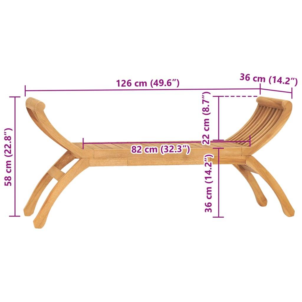 Maison Chic - Banc de jardin - Banc d'extérieur - Banquette 126 cm Bois de teck solide - Image 6