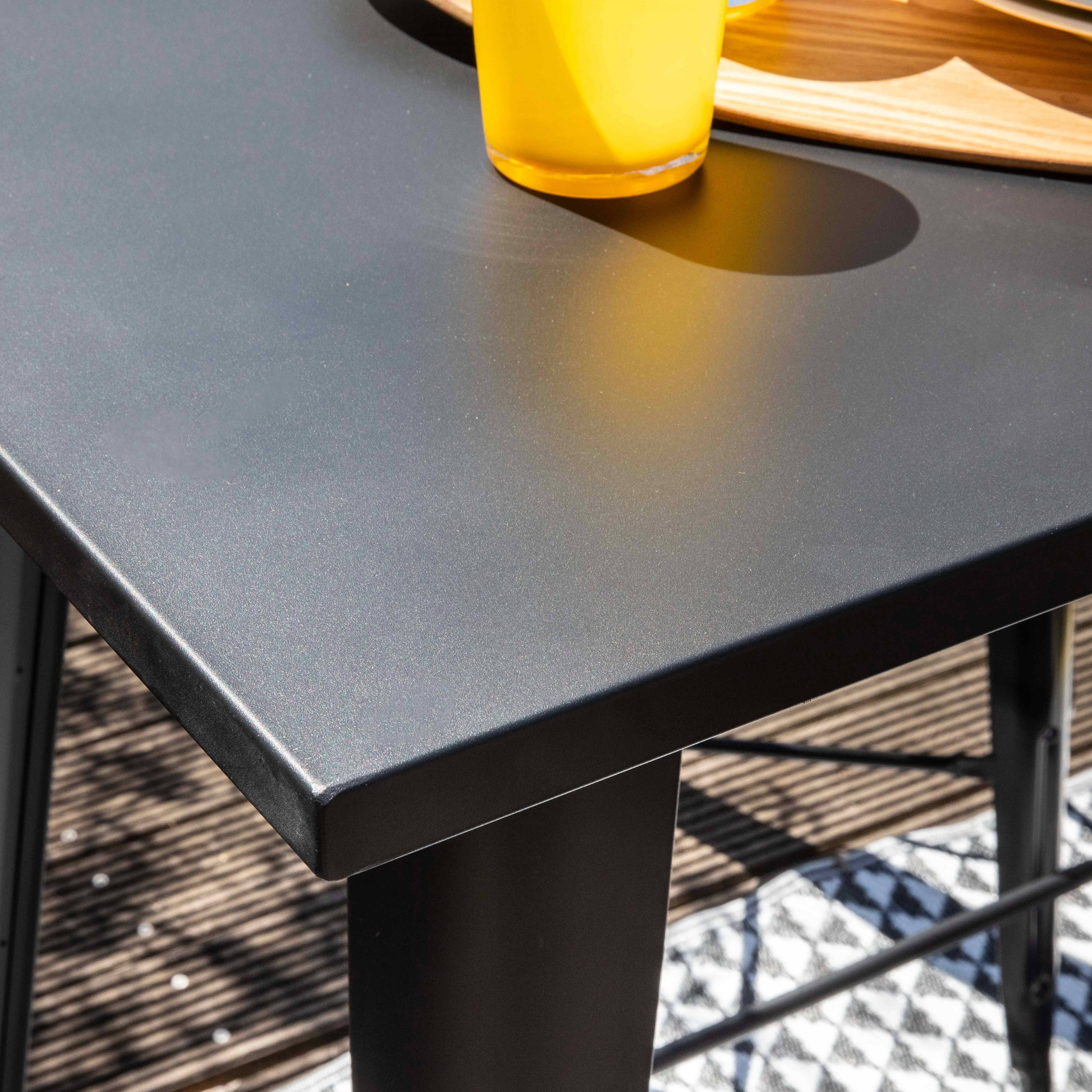 Oviala - Table haute de jardin et 4 tabourets en métal noir mat New York - Oviala - Image 4