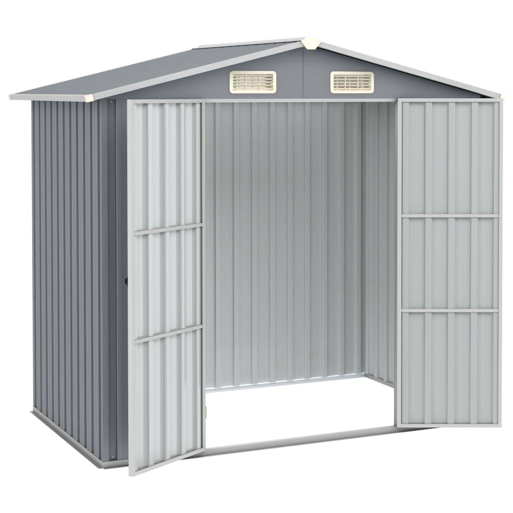 Helloshop26 - Abri de jardin cabane cabanon maison de stockage remise extérieur hangar outils robuste 205 x 129 x 183 cm acier galvanisé gris - Image 2