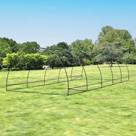 Serre tunnel 32m² PE armé 130gr/m² avec porte zippée et 10 lucarnes Green Protect - Image 4