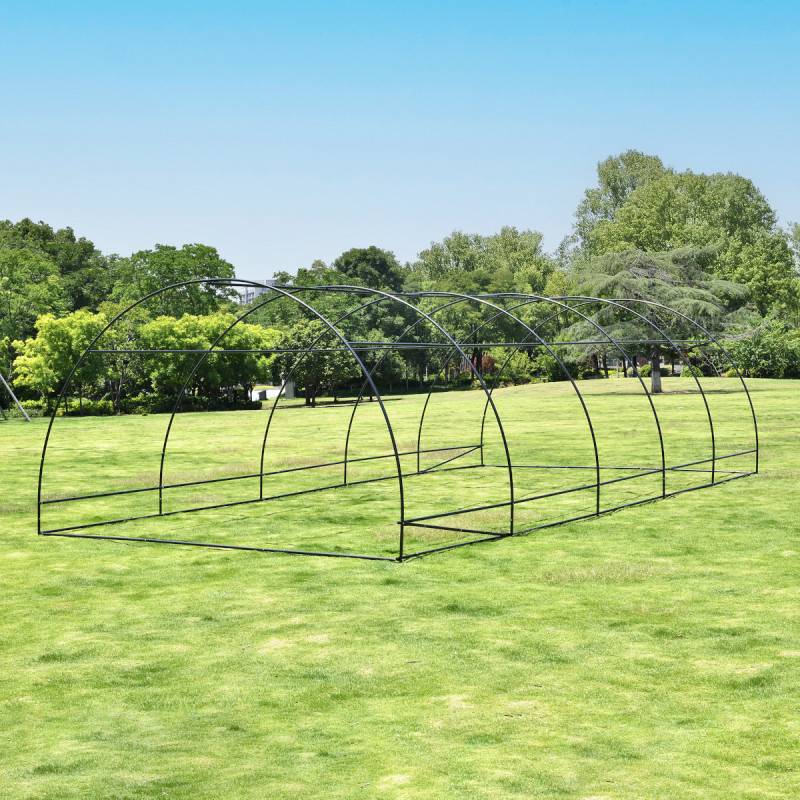 Serre tunnel 32m² PE armé 130gr/m² avec porte zippée et 10 lucarnes Green Protect - Image 4