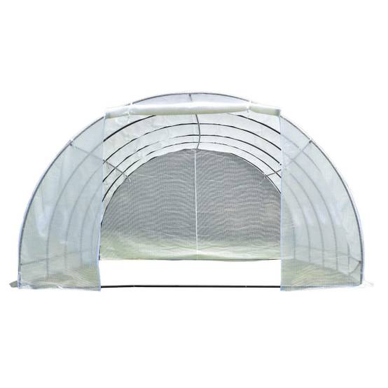 Serre tunnel 32m² PE armé 130gr/m² avec porte zippée et 10 lucarnes Green Protect - Image 5