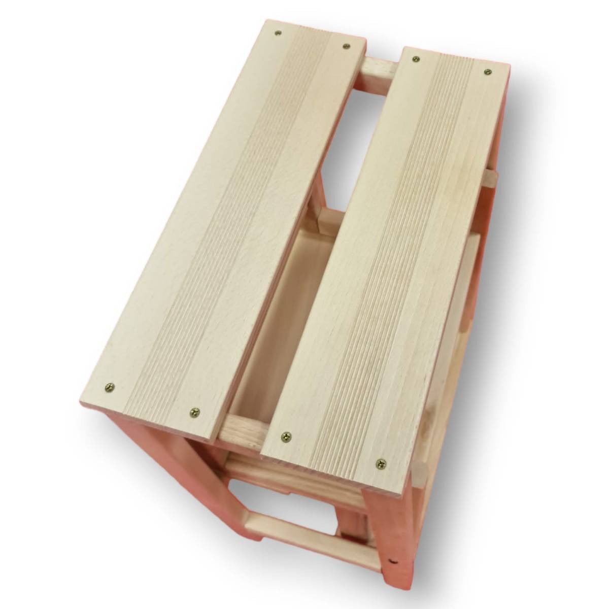 Escabeau Tabouret Marchepied 3 marches pliantes Bois massif 2en1 - Image 7