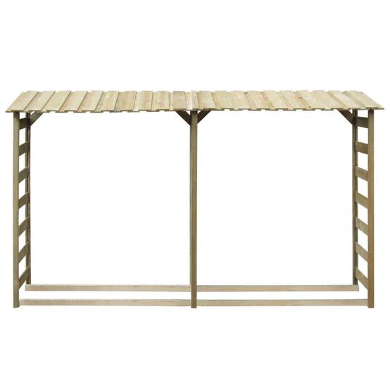 Double abri range-bûches en pin traité 300cm stockage bois de chauffage – ComfortXL Outdoor Living - Image 2