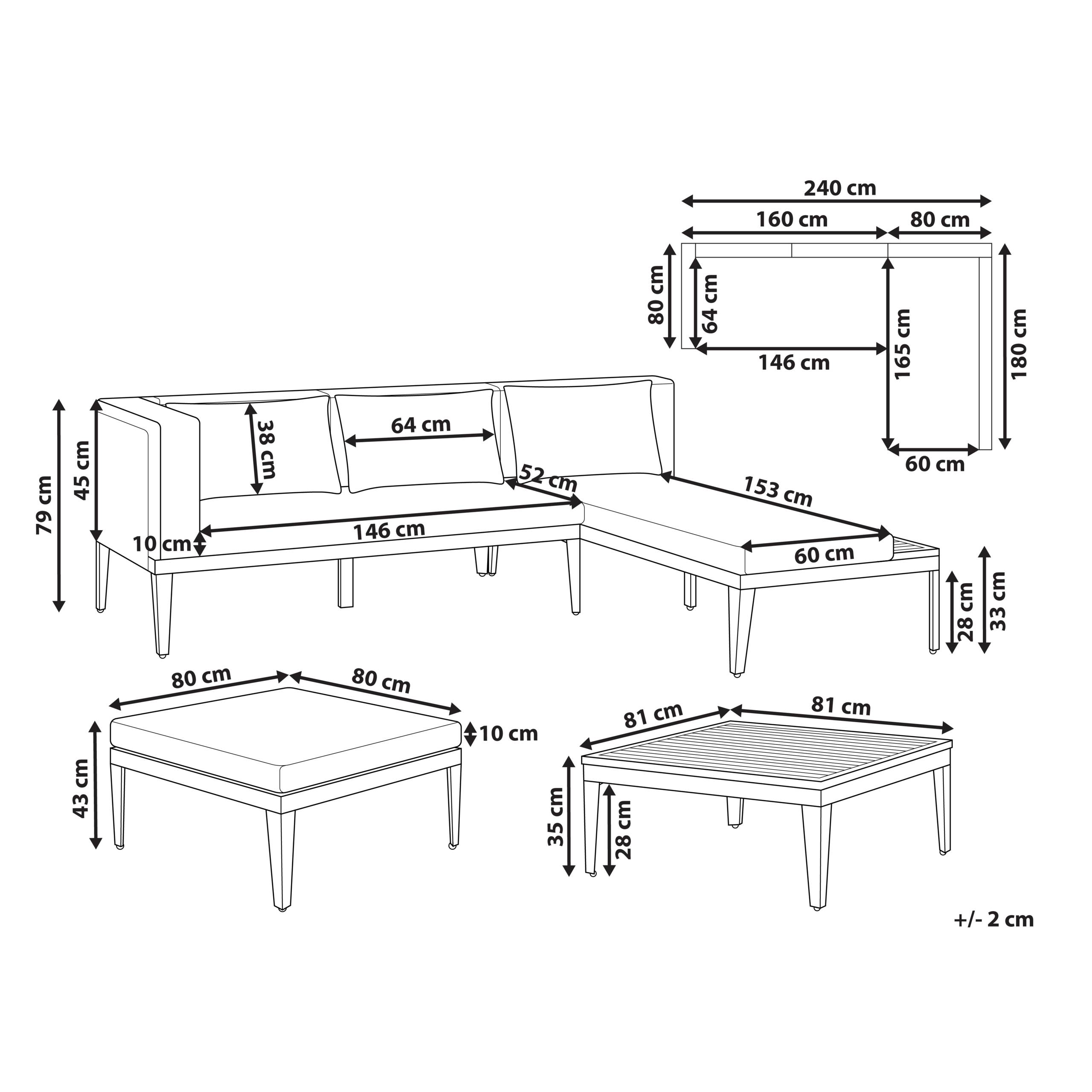 Canapé d'angle en bois avec table basse - Image 2