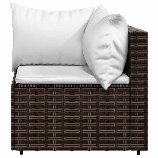 Salon de jardin 3 pcs | Mobilier d'extérieur avec coussins marron résine tressée Maison Chic - Image 7